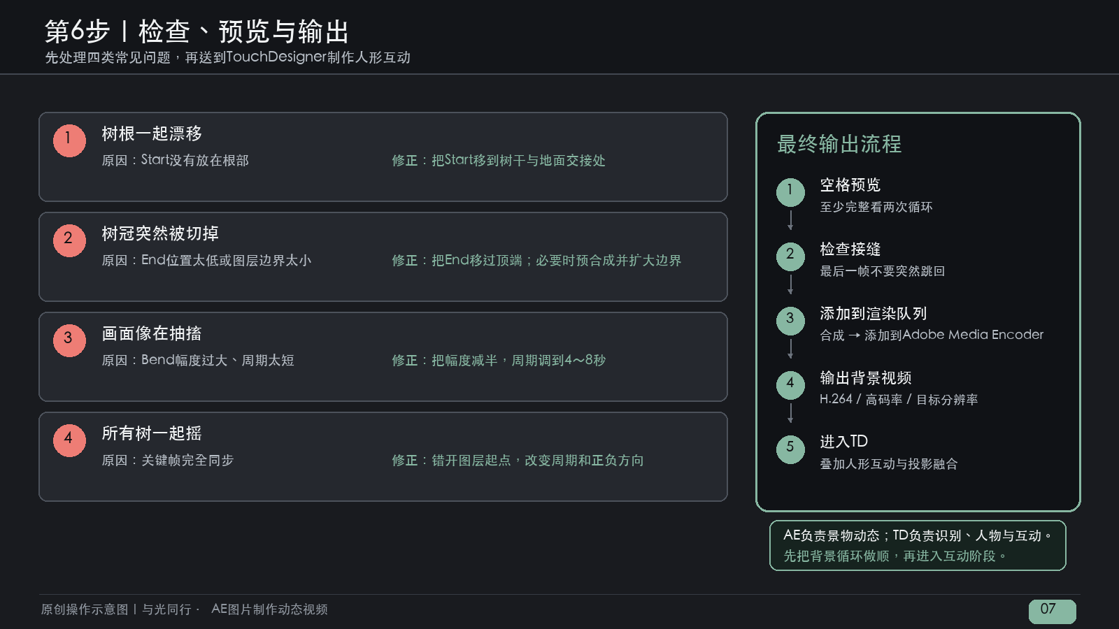 AE动画常见问题检查预览输出以及TouchDesigner衔接